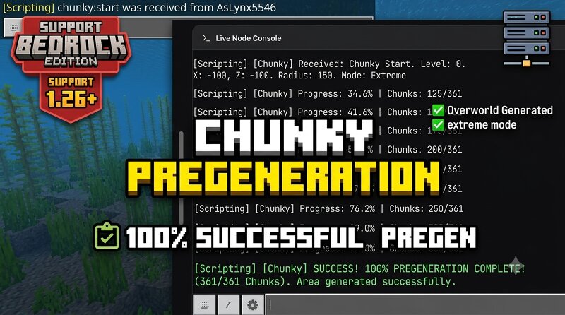 Chunky Pregenerator - World Chunk Pregenerator for Bedrock (BDS & Realms) preview