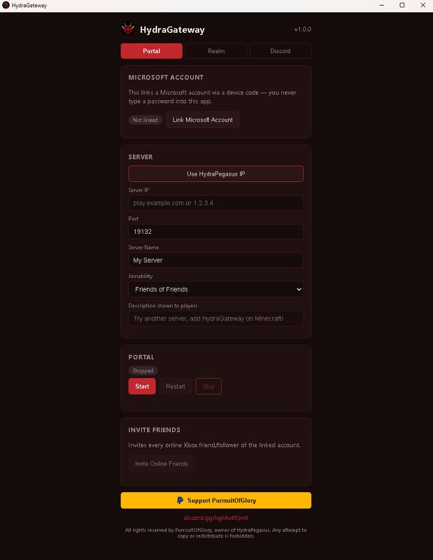 HydraGateway Application (Bedrock/Gyser) preview