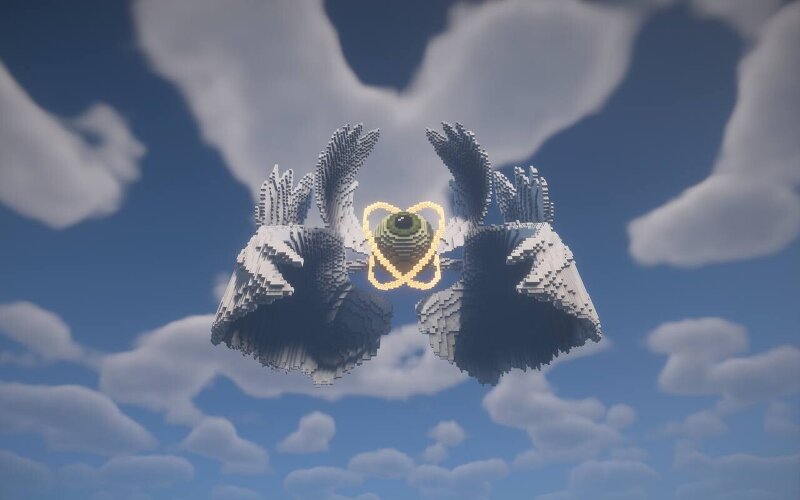 The angel statue is on the throne. preview