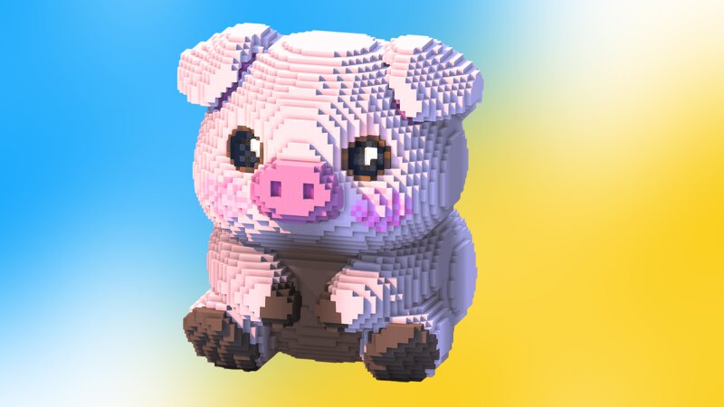 Cute Sitting Pig Statue – Minecraft Build preview