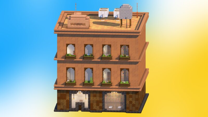 Bookstore with Apartments – Minecraft Build preview