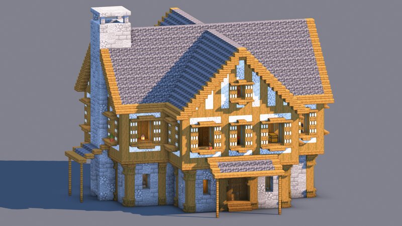 Medieval Manor with Side Chimney – Fully Decorated Interior | Download preview