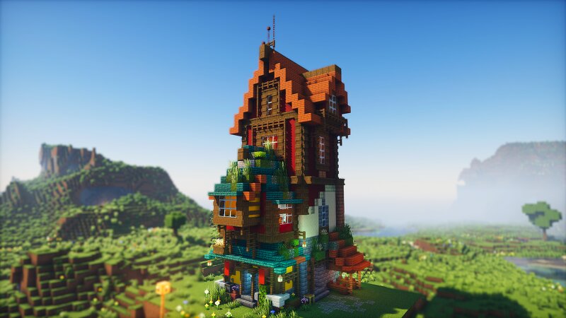 Crimson Spire Cottage | Bedrock+Java+Schematic | Full Interior preview