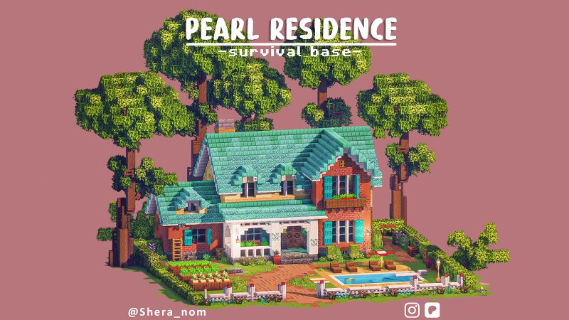 Perl Residence - Survival Cottage | World downloads / Schematic / Litematica preview