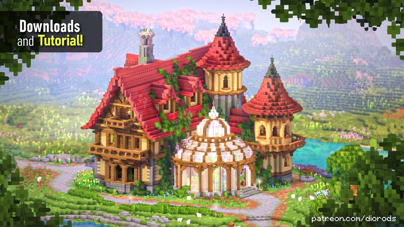 Fantasy Base and Greenhouse!! A Survival Base - Downloads Available :)) preview