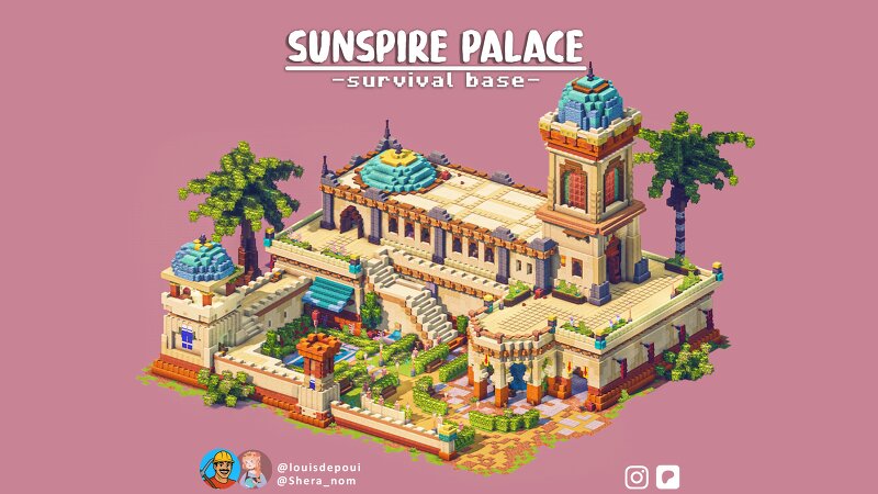 Sunspire Palace - Lush Desert Mansion Base | World downloads / Schematic / Litematica Today • yesterday preview