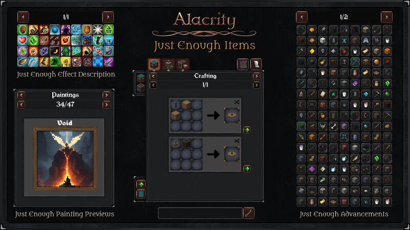 Alacrity | Just Enough Items (JEI) Support preview