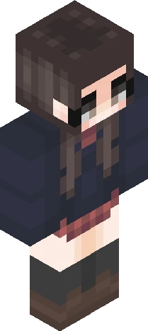 female figure with stylized, Minecraft skin preview