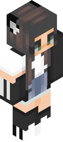 female avatar with stylized, Minecraft skin preview