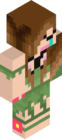female avatar with stylized, Minecraft skin preview