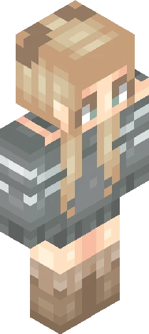 female figure with stylized, Minecraft skin preview