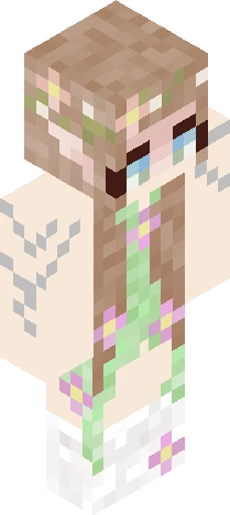 Long Hairy Green Flower Forest Fairy Minecraft skin preview